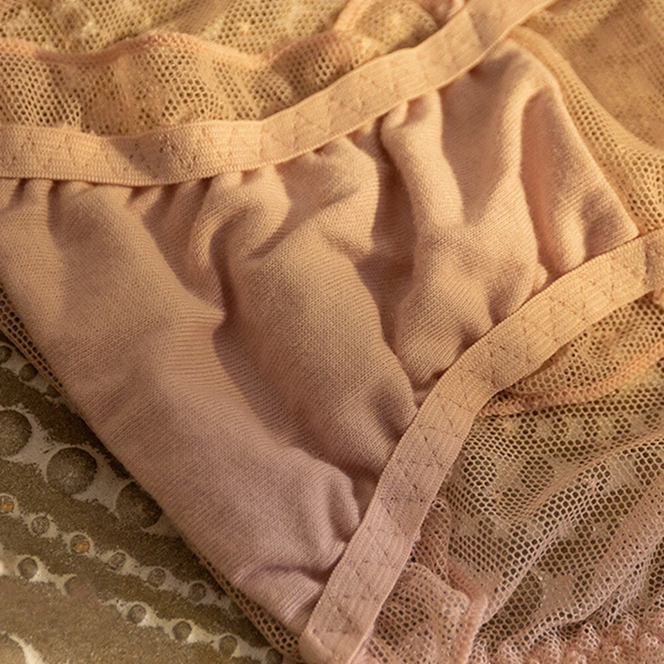 Pacote com 3 calcinhas femininas sexy de malha de renda calcinhas lingerie transparente cueca - Imagem 4 de 4