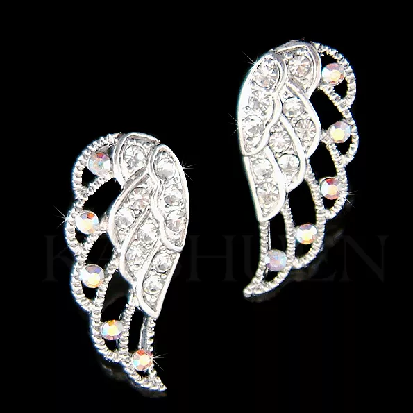 Angel Wings made with Swarovski Crystal Flying Fairy Post Stud Earrings Jewelry