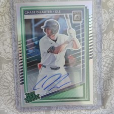 2025 Panini Donruss Optic Rated Prospect Chase DeLauter #107 Green Auto