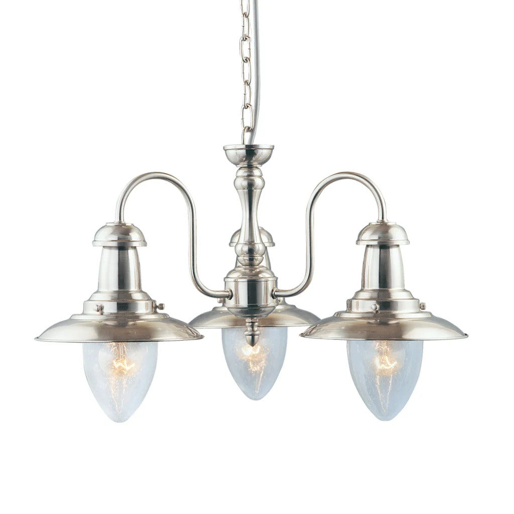Ceiling Light Silver Fisherman II 3 Satin Seeded Glass Searchlight 5333-3SS