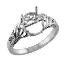 Semi Mount Oval Shape 8X10MM Faceted Cut Wedding Ring Sterling Silver 925