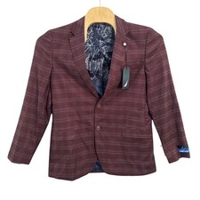 NWT Nautica Branfo Burgundy Plaid Active Stretch Sport Coat Blazer 42L NA010311