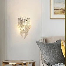Crystal Wall Sconce, 12X7 Inch Small Indoor Wall Lights, E12*2 Socket Chrome ...