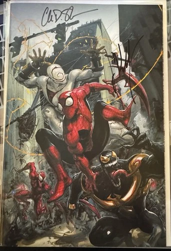 AMAZING SPIDER-MAN/VENOM: DEATH SPIRAL #1 CLAYTON CRAIN VIRGIN VARIANT SIGNED 2x