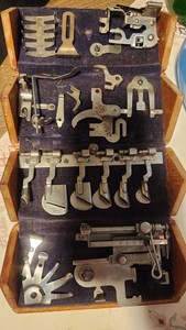 Antique Singer Sewing Machine Accessory Puzzle Box & Accessories