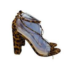Fashion Nova Shoes Womens Size 10 Leopard Print High Heels Ankle Strappy Sandals