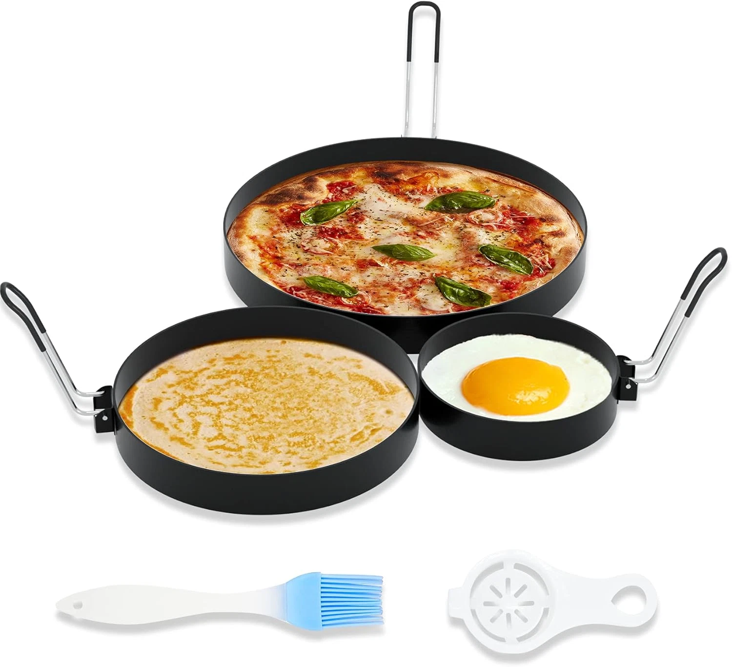 8" Omelet Ring, 6" Pancake Ring, 3.5" Egg Ring - Stainless Steel 3 Pack
Opens in a new window or tab