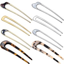 8 Pieces U Shaped Hair Pins French Pins Metal U Vintage Fork Hair Pin for Buns W