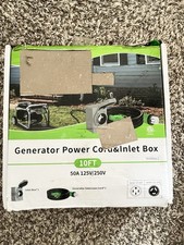 50 Amp Generator Cord 10FT and Power Inlet Box, Pre-Drilled 50 Amp Generator Inl