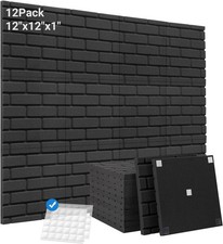 Sound Proof Foam Panels, Kuchoow 12 Pack Complimentary Glue-Black, black