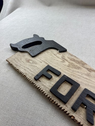 Antique Folk Art Saw for Sale Sign Wood Vintage 29" - Picture 3 of 7