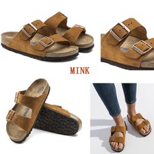 Birkenstock Arizona Soft Footbed Taupe Mocha Black Mink Suede Leather Sandal6-12