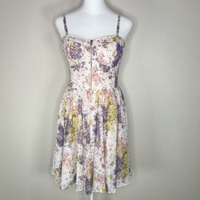 Guess Tanya Pink Floral Sleeveless or Strapless Corset Mini Dress Sz 4
