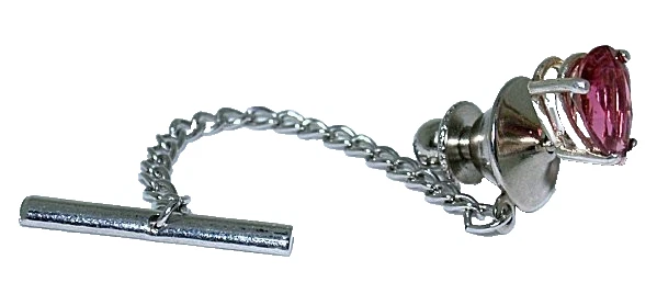 Rubellite Tourmaline 1.13 Carat Pear Gem Sterling Silver Tie Tack ESTT390/71325 - Image 3 of 3