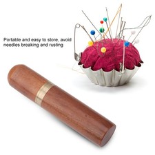 Wooden Sewing Needles Safety Holder Storage Organizer Container Box Coffee 