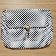 Vintage White Metal Mesh Clutch Evening Bag
