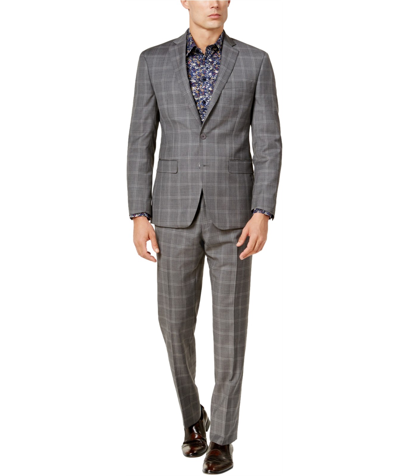 Tallia Mens Double Windowpane Formal Tuxedo