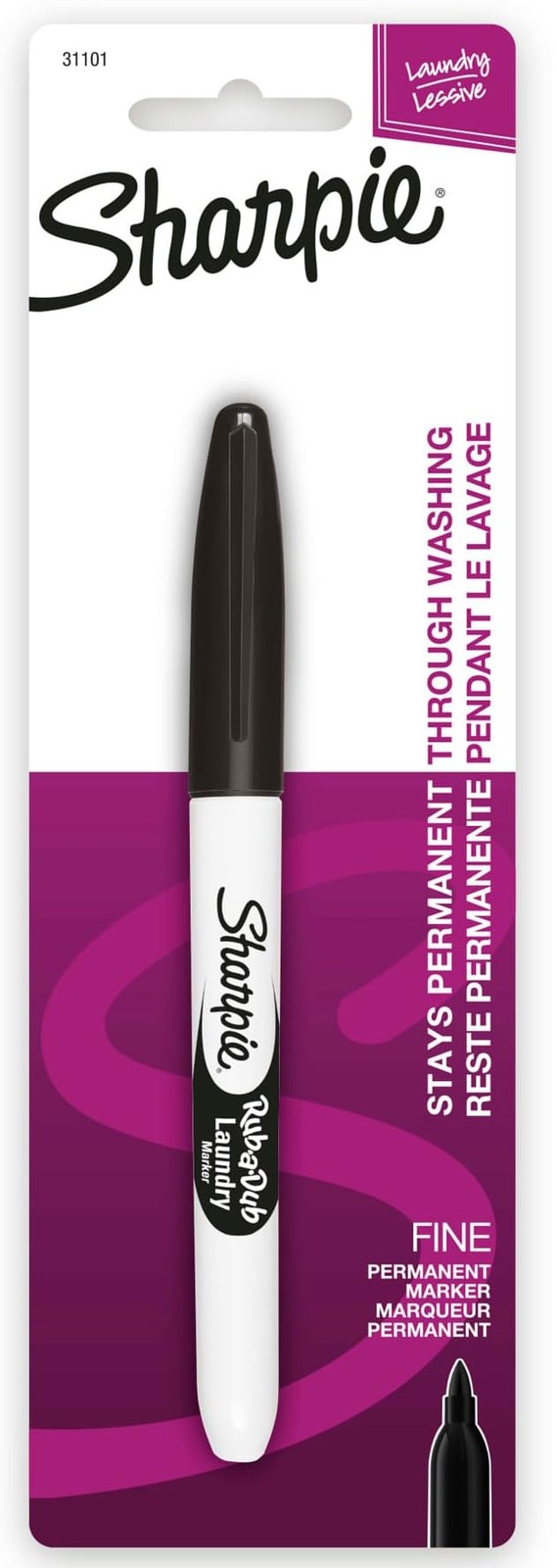 Sharpie Rub-A-Dub Permanent Laundry Marker Fine 1 Count (Pack of 1), Black 