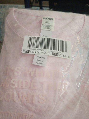 Victoria's Secret Long Sleeve Tee,Pink,Large,New In Package
