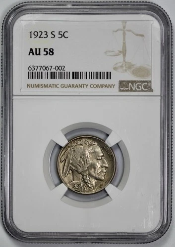 1923-S Buffalo 5c Nickel NGC AU 58