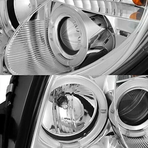Par de faros proyectores cromados doble halo para Mercedes-Benz SLK R170 1998-2004 Foto 2 de 4
