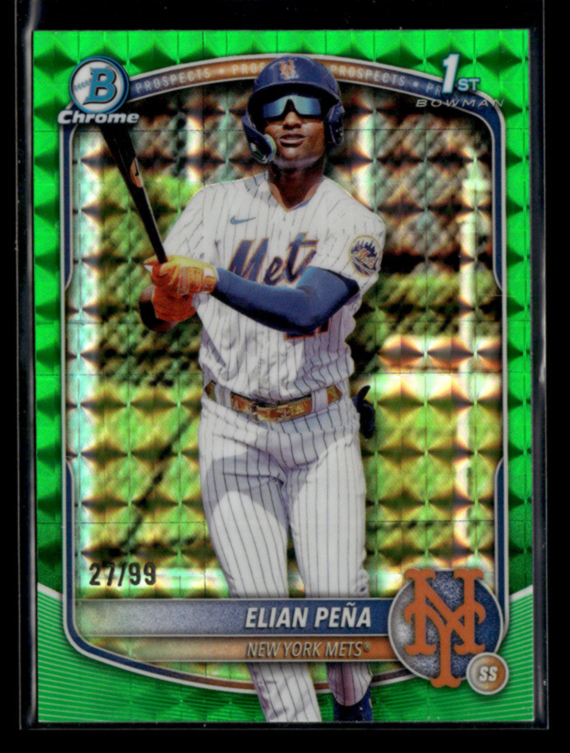 Elian Pena 2025 Topps Bowman Chrome 1st Prospects Green Geometric 27/99 [xd