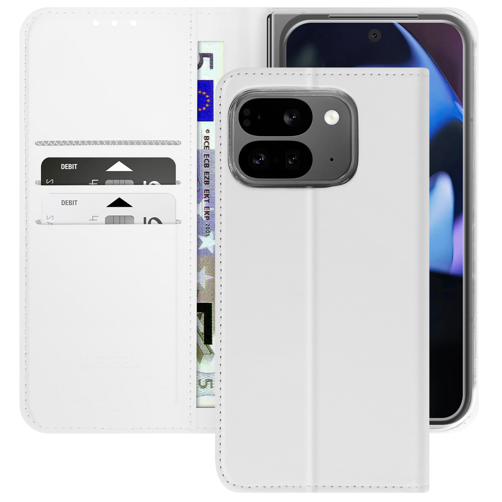 Funda Google Pixel 9 Pro Fold Abeel avec blocage RFID anti-piratage en cuir noir