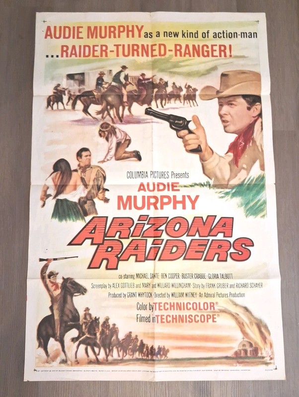 Rare! Original Movie Poster, Full Sheet, 1965 "Arizona Raiders" Audie Murphy!