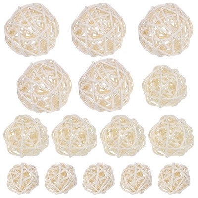 15 Pcs Rattan Ball Decoration Set Decorative Balls Ornaments Hanging Spheres