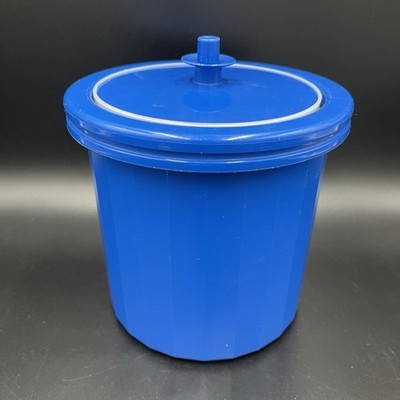 Vintage Tupperware 1683 Ice Bucket with Push Button Lid Royal Blue