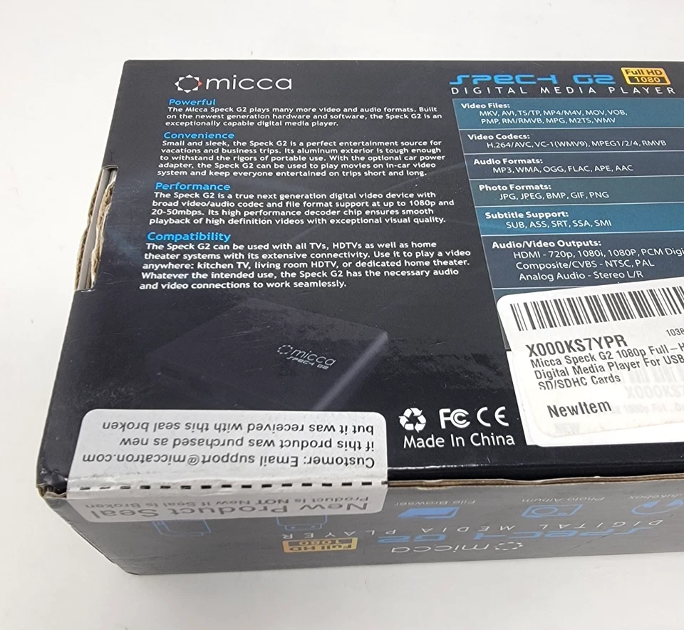 Micca Speck G2 1080 Full-HD Ultra Portable Digital Media Player New Sealed - Image 3 of 4