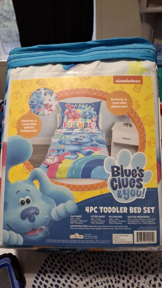 Juego de cama Blue's Clues de 4 piezas para niños pequeños, cama para niños pequeños Let's Play Foto 3 de 4
