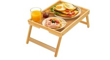 Bamboo Bed Tray Table 16.3"x 11.8"x6" Foldable Legs Laptop Desk Breakfast Snack