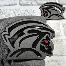 Fender Badges Red Eye Reaper Emblem Car Truck Badge Custom Matte Black Set of 2
