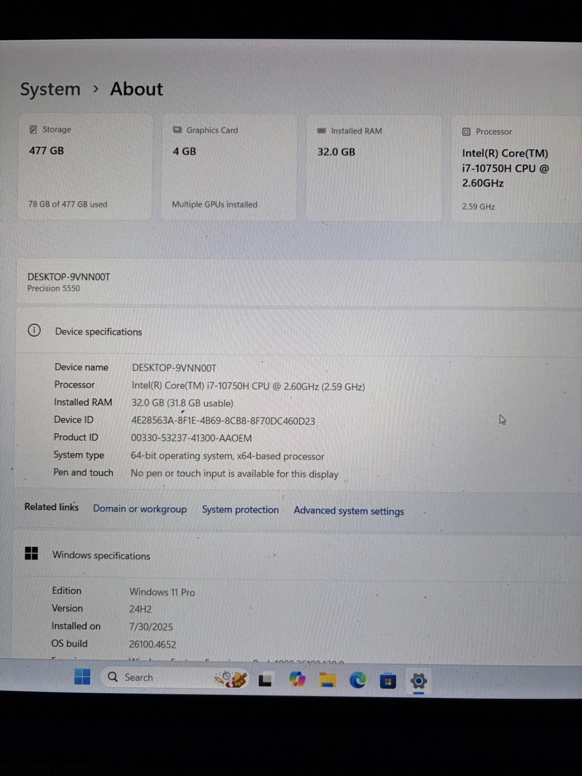 Dell Precision 5550 Laptop with Quadro T1000