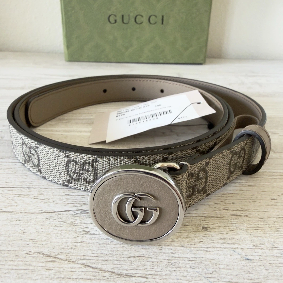 New Gucci GG Supreme canvas leather women belt, size 105cm, US 42 Gucci Canvas Belts for Women for sale | eBay main image 4