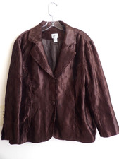 Chico's Women's Dark Brown Ribbed Blazer/Jacket Size 2