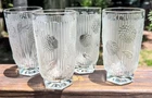 4 Vtg Depression Glass Jeanette 5"  Herringbone Chrysanthemum Tumblers Set Of 4