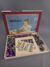ALTES Perlen Mosaik mit Vorlage Spielzeug Kinderzimmer Geduldsspiel SAMMLER bunt