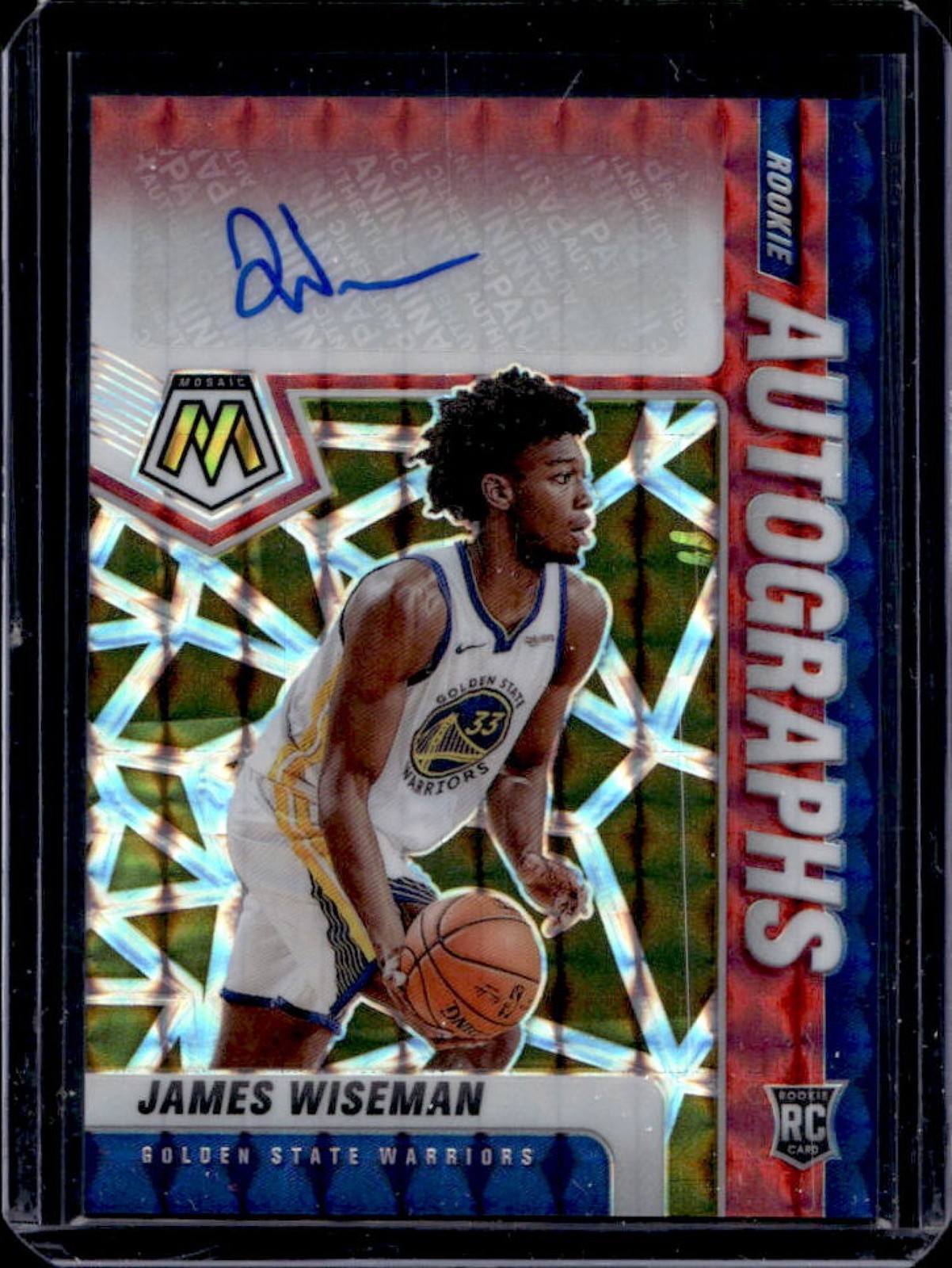 2020-21 Mosaic James Wiseman Rookie Auto RC Choice Fusion Red and Yellow #RA-JWI