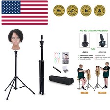 Reinforced Tripod Wig Stand - Adjustable Mannequin Head Holder with Essential...