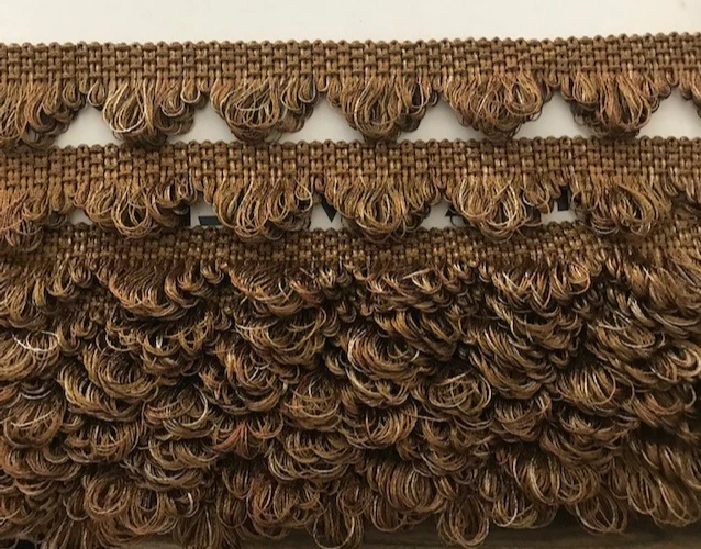 TAPIZADO CORTINA RIBETE VINTAGE CONSOLA TRENZA FESTONEADA (8 YARDAS) DOS TONOS MARRONES Foto 2 de 4