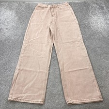 Shein Pants Women's Medium Peach Pink Wide Leg Casual Cotton Blend