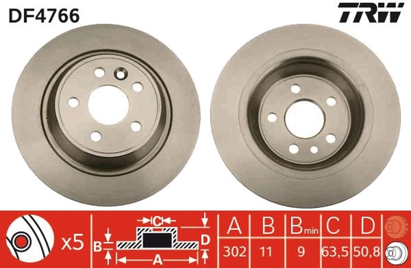 2X Bremsscheibe TRW DF4766 FüR Ford Mondeo Galaxy Kuga Rover Focus Range Evoque-image