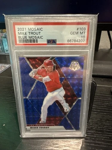 2021 MIKE TROUT MOSAIC BLUE /99 PSA 10!! 📈📈 SO SICK!!
