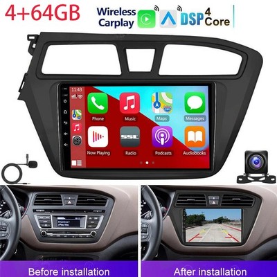 4+64GB CarPlay Android 15 Autoradio GPS Navi WIFI Kam Für Hyundai i20 2015-2018