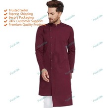 Indian Handmade Kurta New Fancy Kurta Mens Traditional Kurta Color Maroon