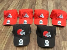 LOT 6 MENS OSFA - NEW '47 Brand NFL Cleveland Browns Helmet Logo Strapback Hats