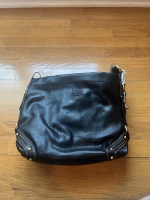 Coach Carly Black Pebble Leather Hobo Shoulder Bag Purse with Wallet 