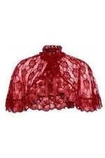 Red Lace Ruffle Cape Capelette Goth Witchy Vampire Occult Victorian Medieval